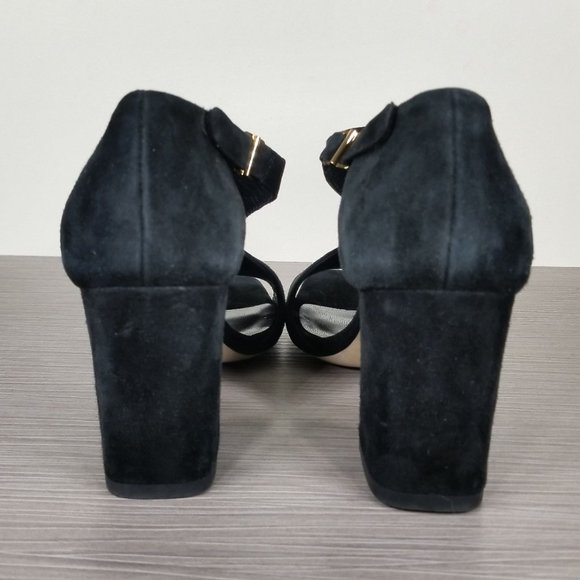 Via Spiga Eladine Open Toe Block-heel Booties, Black Suede, Womens Size 5.5 M - Picture 5 of 11